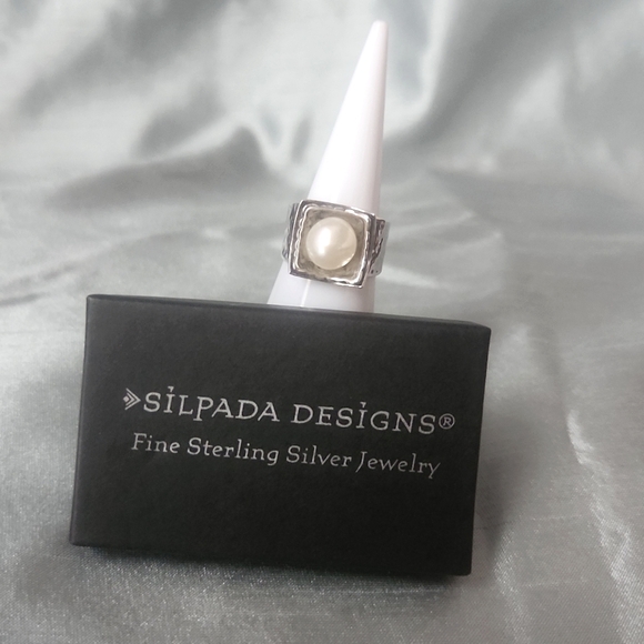 Silpada Pearl & Sterling Silver Ring Sz 6.5
